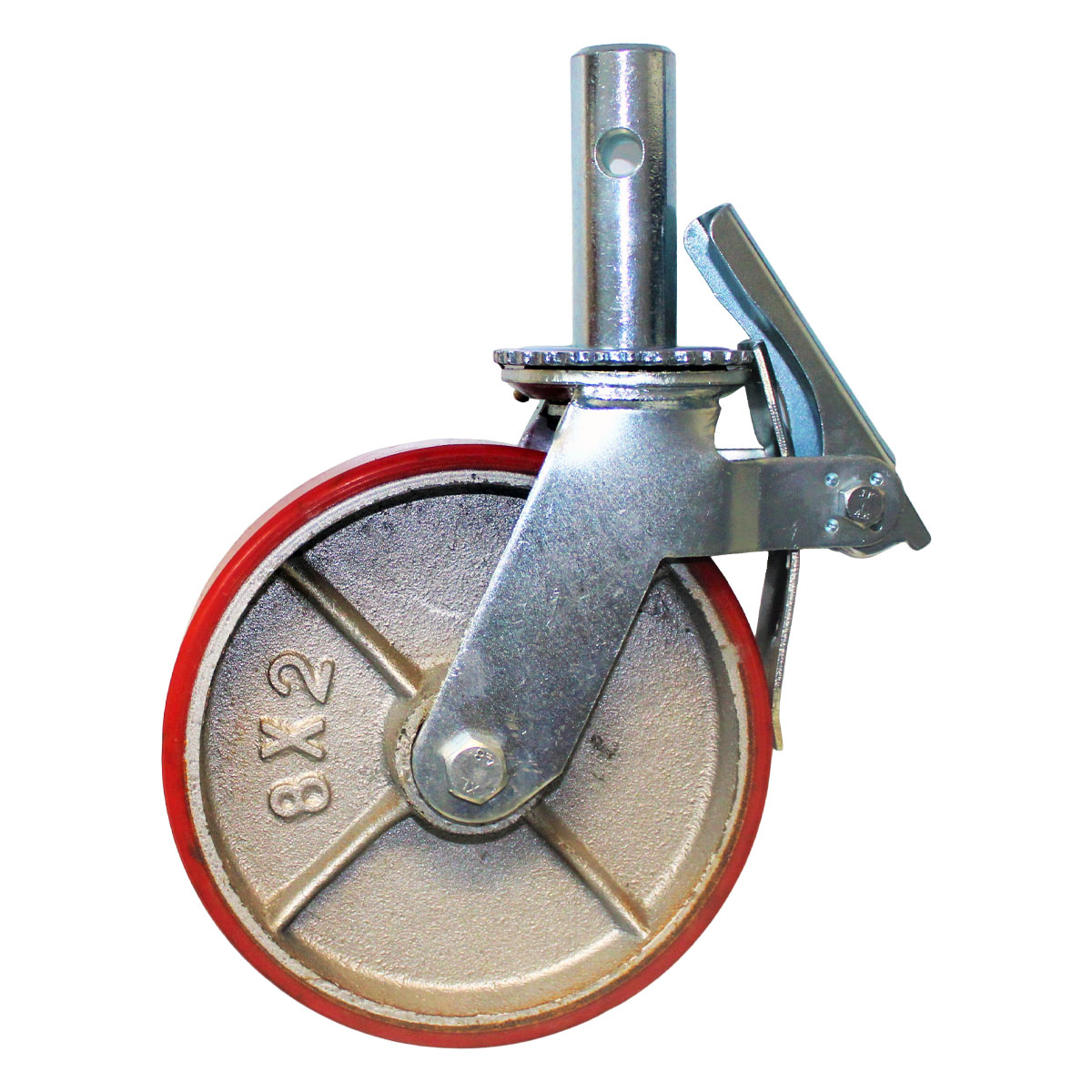 XG Series Red PU on Cast Iron Castor (PUR)
